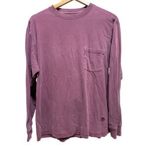 The Territory Ahead Men's Plum Long Sleeve 100% Cotton Pullover Crewneck -Medium